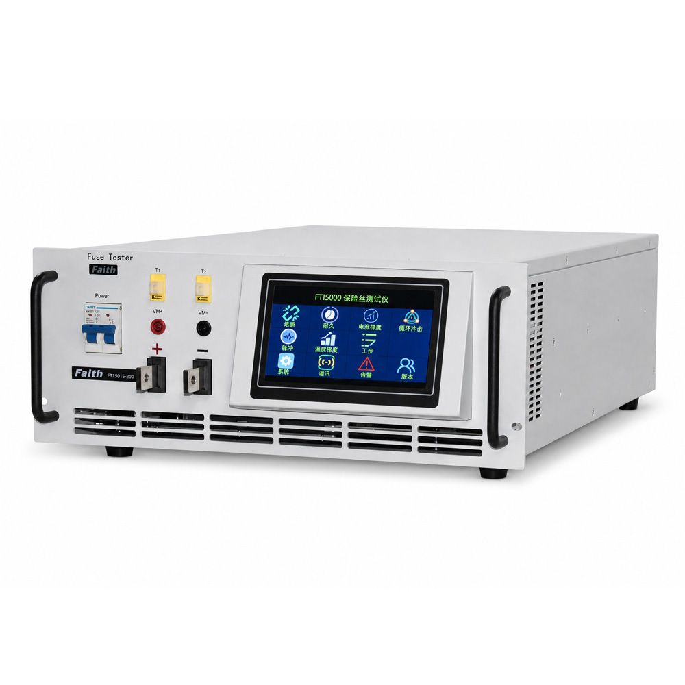 Digital display interface of the FTI5000 showing real-time testing data and cycle counts for an automotive relay test.