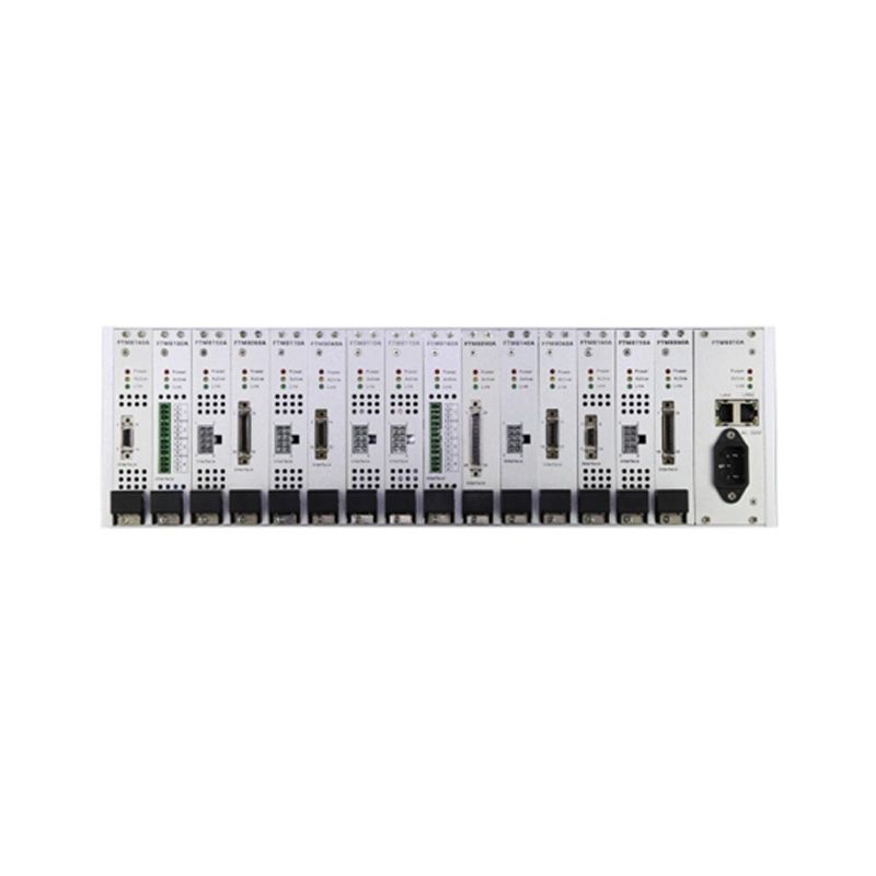 Industrial test environment featuring modular data acquisition hardware integrated with power testing equipment