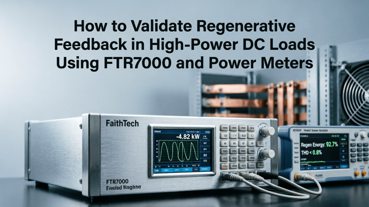 Engineers connecting power analyzers and electronic loads to a modular data acquisition system