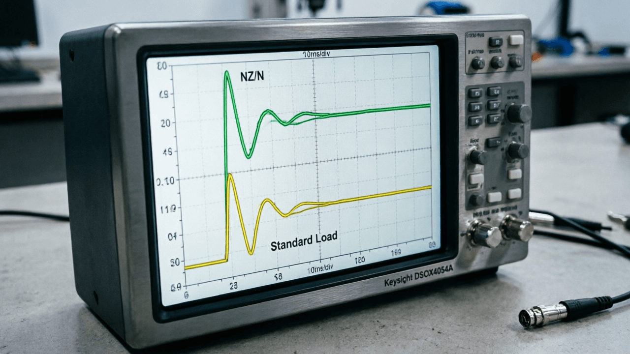 Oscilloscope capture showing synchronized AC voltage collapse and concurrent DC bus voltage stabilization during islanding initiation